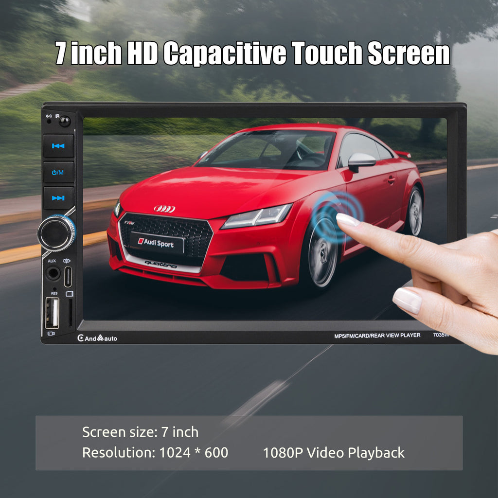 ESSGOO 7 Inch Wireless Apple Carplay Android Auto Double 2 DIN Car Stereo Radio AUX FM Bluetooth USB TF Touchscreen Mirror Link