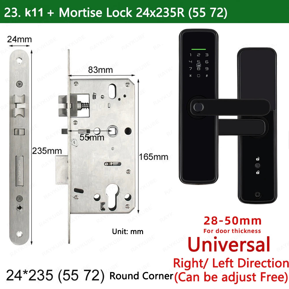 New RAYKUBE K11 TT Lock Bluetooth Biometric Fingerprint Lock Electric Door Lock With Password/Keyless /IC Card/APP Remote Unlock