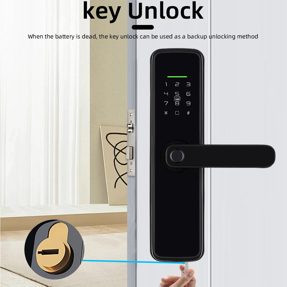 New RAYKUBE K11 TT Lock Bluetooth Biometric Fingerprint Lock Electric Door Lock With Password/Keyless /IC Card/APP Remote Unlock