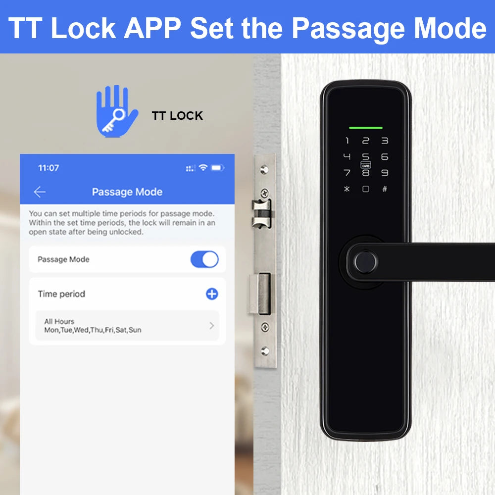 New RAYKUBE K11 TT Lock Bluetooth Biometric Fingerprint Lock Electric Door Lock With Password/Keyless /IC Card/APP Remote Unlock