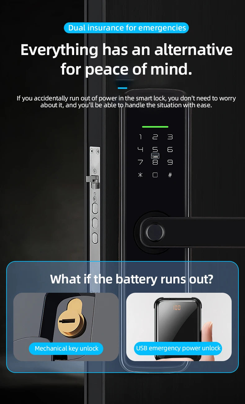 New RAYKUBE K11 TT Lock Bluetooth Biometric Fingerprint Lock Electric Door Lock With Password/Keyless /IC Card/APP Remote Unlock