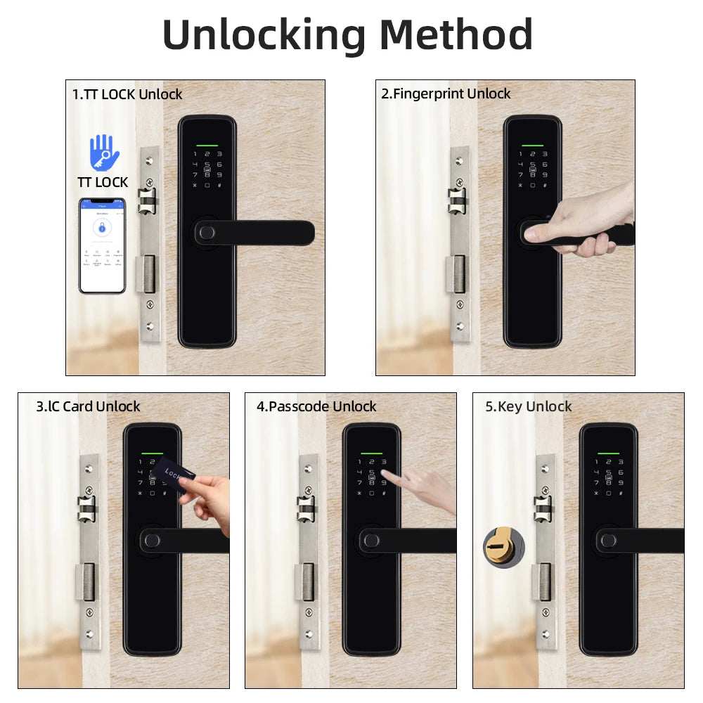 New RAYKUBE K11 TT Lock Bluetooth Biometric Fingerprint Lock Electric Door Lock With Password/Keyless /IC Card/APP Remote Unlock