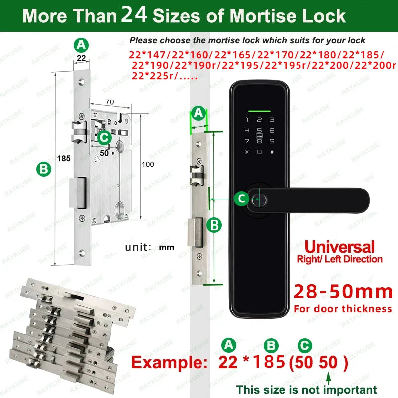 New RAYKUBE K11 TT Lock Bluetooth Biometric Fingerprint Lock Electric Door Lock With Password/Keyless /IC Card/APP Remote Unlock