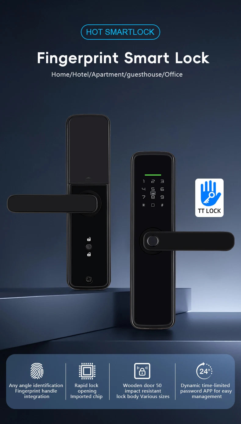 New RAYKUBE K11 TT Lock Bluetooth Biometric Fingerprint Lock Electric Door Lock With Password/Keyless /IC Card/APP Remote Unlock