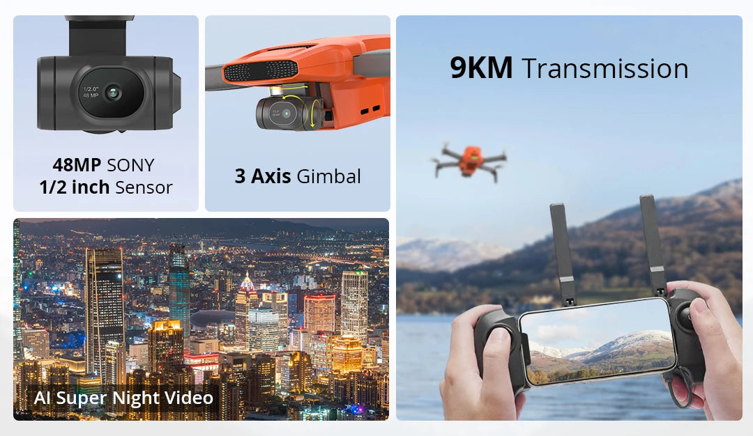 FIMI MINI 3 Ship from US drone 4K 60fps AI Super Night Video 9km range 3-axis Gimbal 249g Ultralight design smart tracking Domestic Shipping