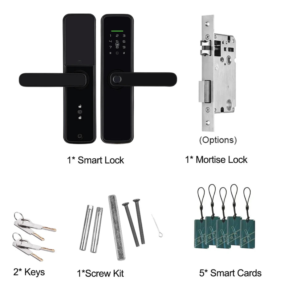 New RAYKUBE K11 TT Lock Bluetooth Biometric Fingerprint Lock Electric Door Lock With Password/Keyless /IC Card/APP Remote Unlock