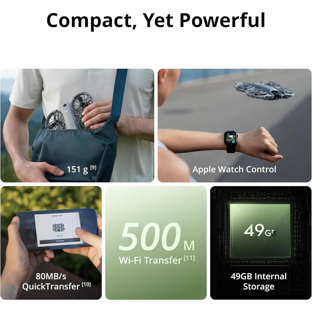 DJI Neo 2 Fly More Combo with RC-N3 Controller, Smart Tracking, Stable Transmission, Foldable Design, 3 Battery Kit