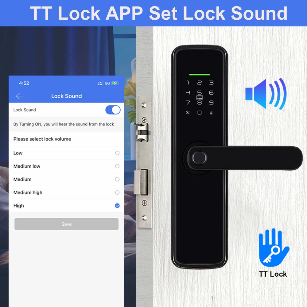 New RAYKUBE K11 TT Lock Bluetooth Biometric Fingerprint Lock Electric Door Lock With Password/Keyless /IC Card/APP Remote Unlock