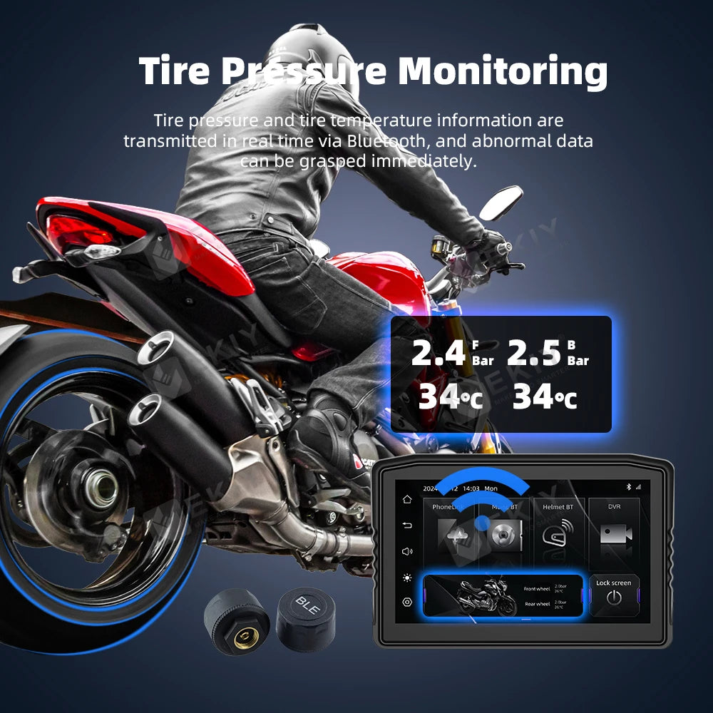 EKIY 6.25" Portable Digital Dashboard Anti Theft Removable Screen Wireless CarPlay Moto Android Auto GPS Motorcycle Navigation