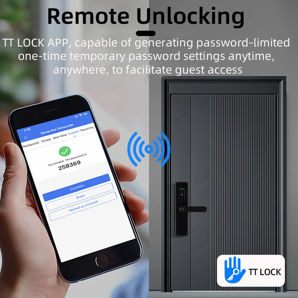 New RAYKUBE K11 TT Lock Bluetooth Biometric Fingerprint Lock Electric Door Lock With Password/Keyless /IC Card/APP Remote Unlock