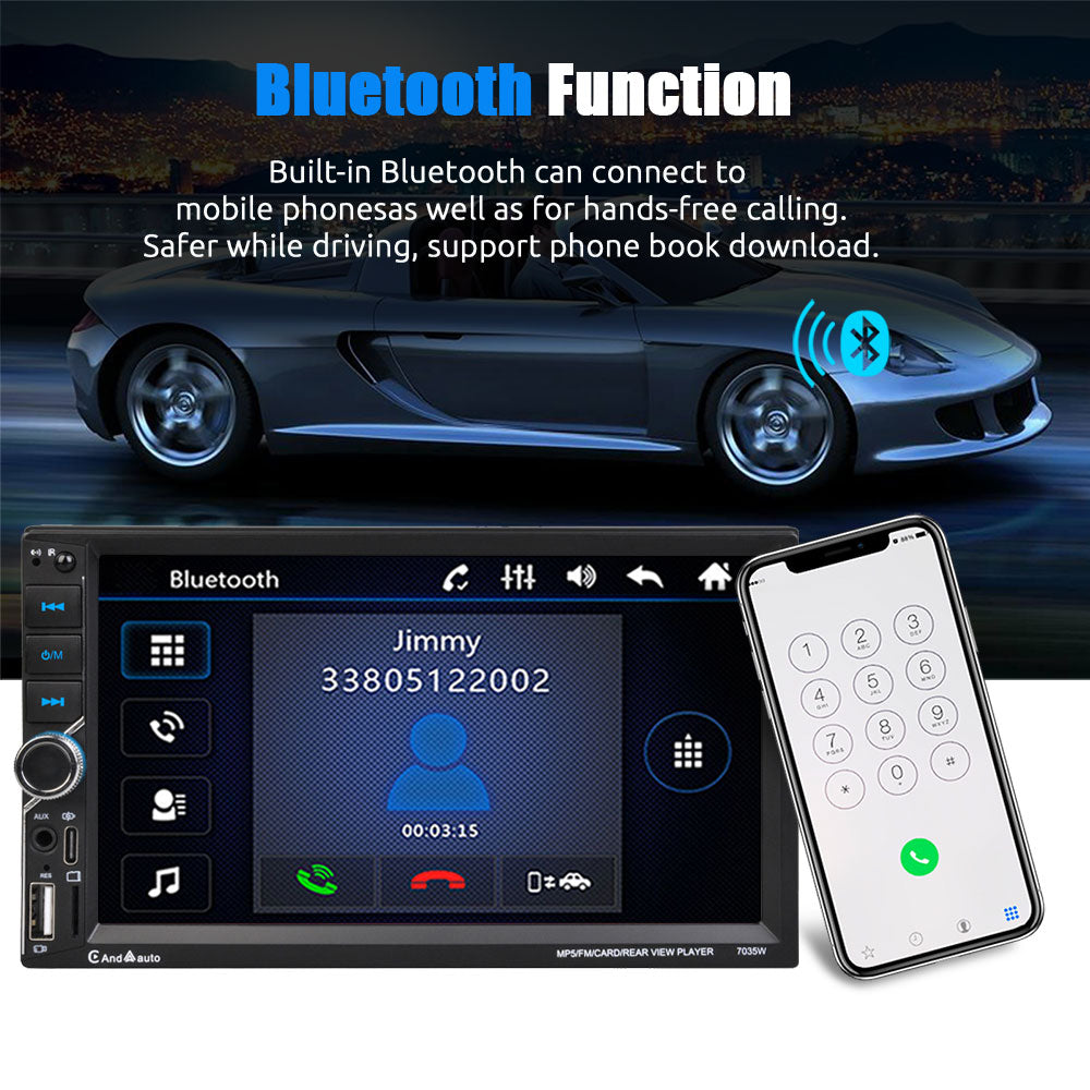 ESSGOO 7 Inch Wireless Apple Carplay Android Auto Double 2 DIN Car Stereo Radio AUX FM Bluetooth USB TF Touchscreen Mirror Link