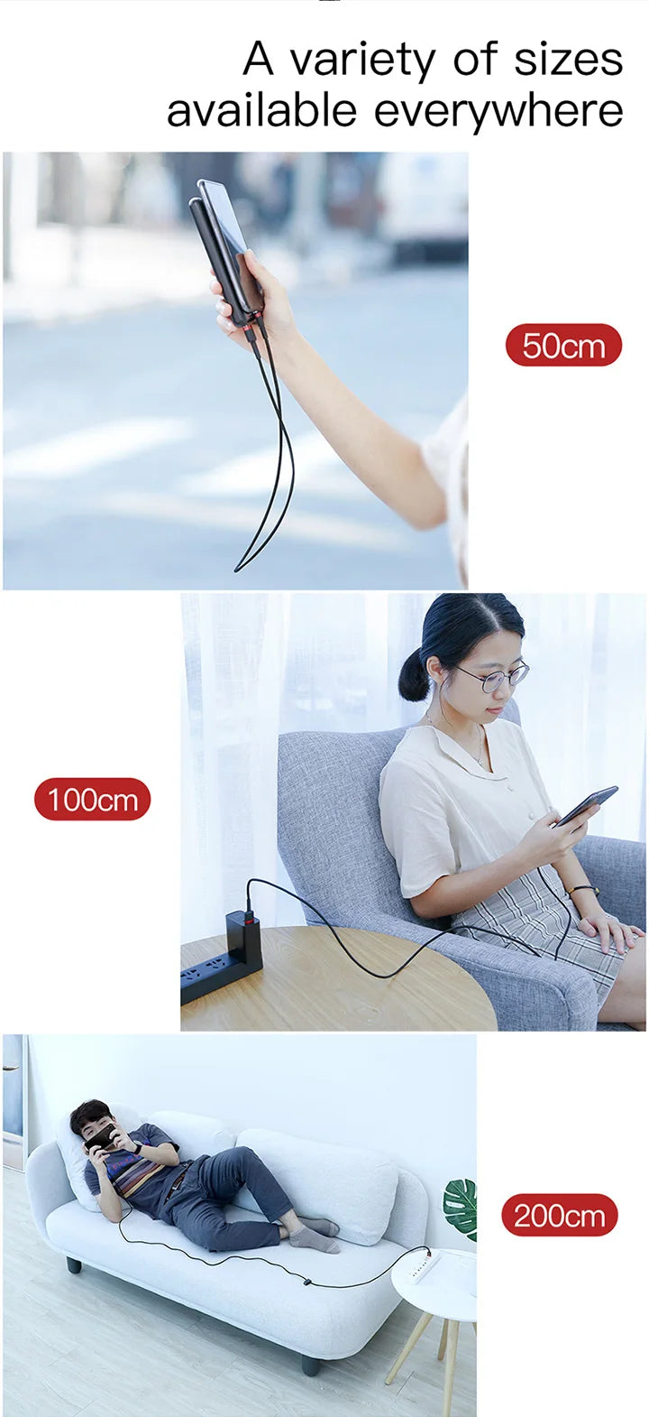 Baseus USB Micro C Cable for Huawei P30, Xiaomi Quick Charge 3.0 Cable Fast Charging for Huawei P30 Xiaomi USB-C Charger Wire