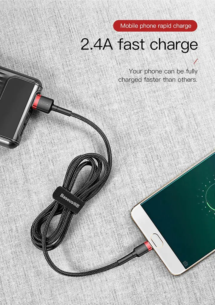 Baseus USB Micro C Cable for Huawei P30, Xiaomi Quick Charge 3.0 Cable Fast Charging for Huawei P30 Xiaomi USB-C Charger Wire