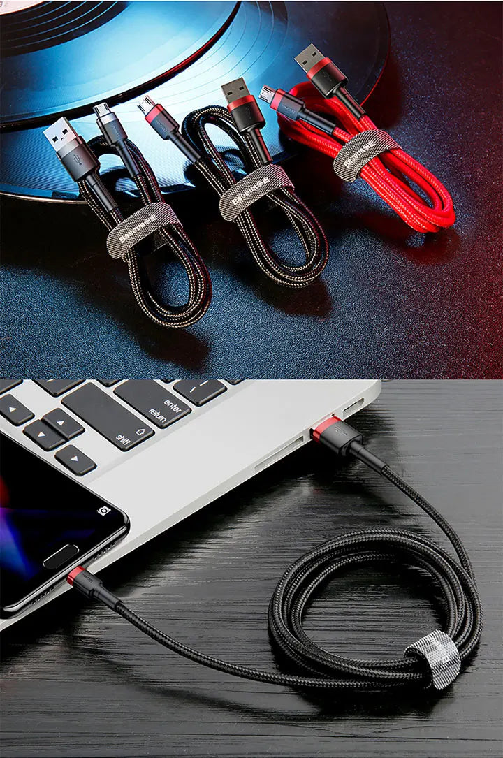 Baseus USB Micro C Cable for Huawei P30, Xiaomi Quick Charge 3.0 Cable Fast Charging for Huawei P30 Xiaomi USB-C Charger Wire