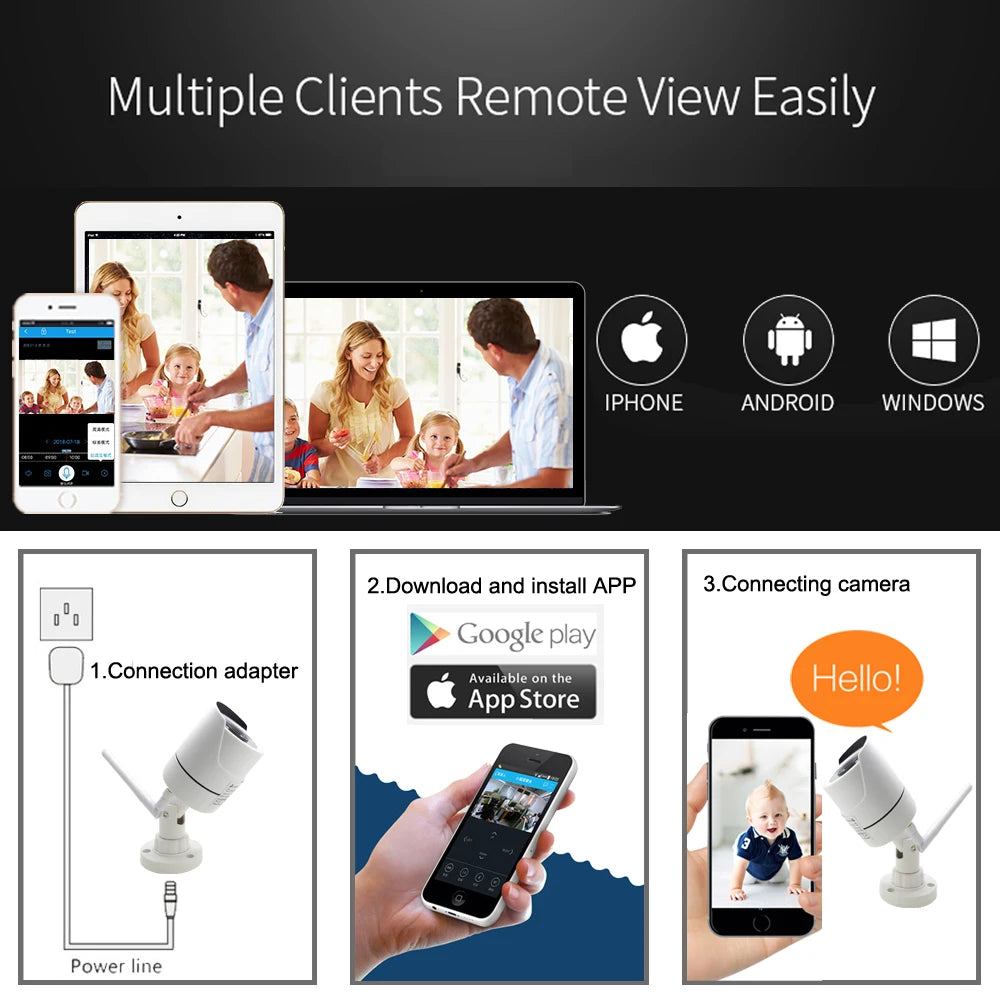 JIENUO Wireless IP Camera 5MP HD Audio Cctv Security Outdoor Waterproof 1080P Night Vision Surveillance Onvif Wifi Home Cam RTSP
