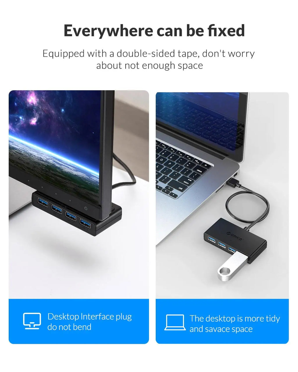 ORICO Hub USB 4 Ports Multi USB 3.0 Hub USB Splitter with Power supply For PC Windows Mac Computer Accessories 30/100/150cm