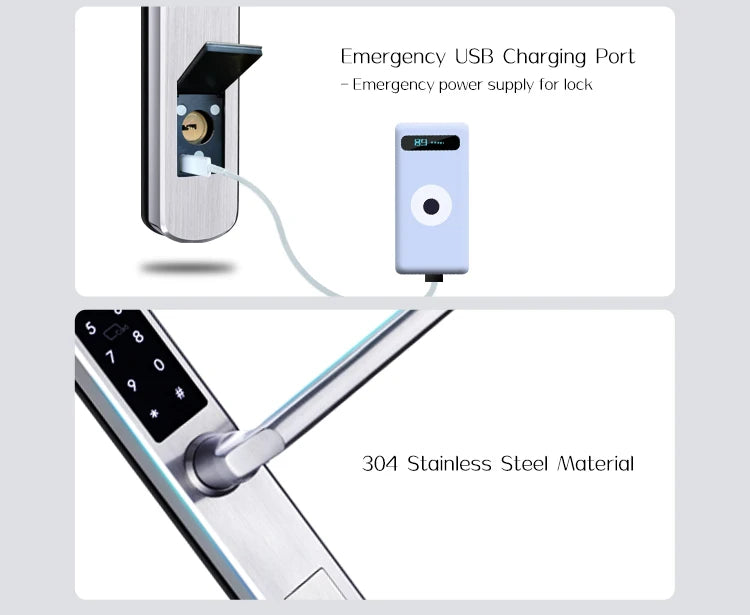 Stainless steel Waterproof biometric fingerprint door Lock electronic Smart door lock RFID Card lock For Aluminum Glass Door