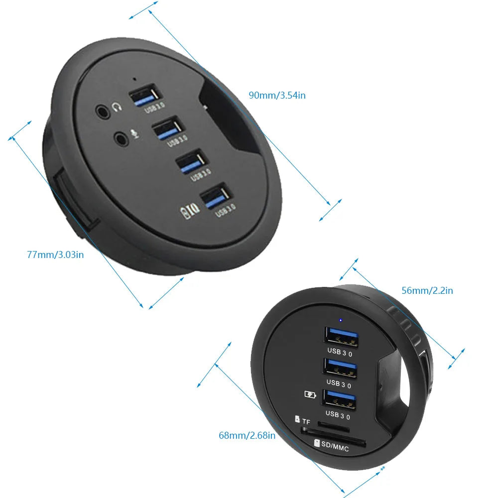 USB 3.0 HUB Adapter Charging Mount Desk 3/4-Port USB 3.0 Hub With External Stereo Sound Adapter Combo SD Card Reader