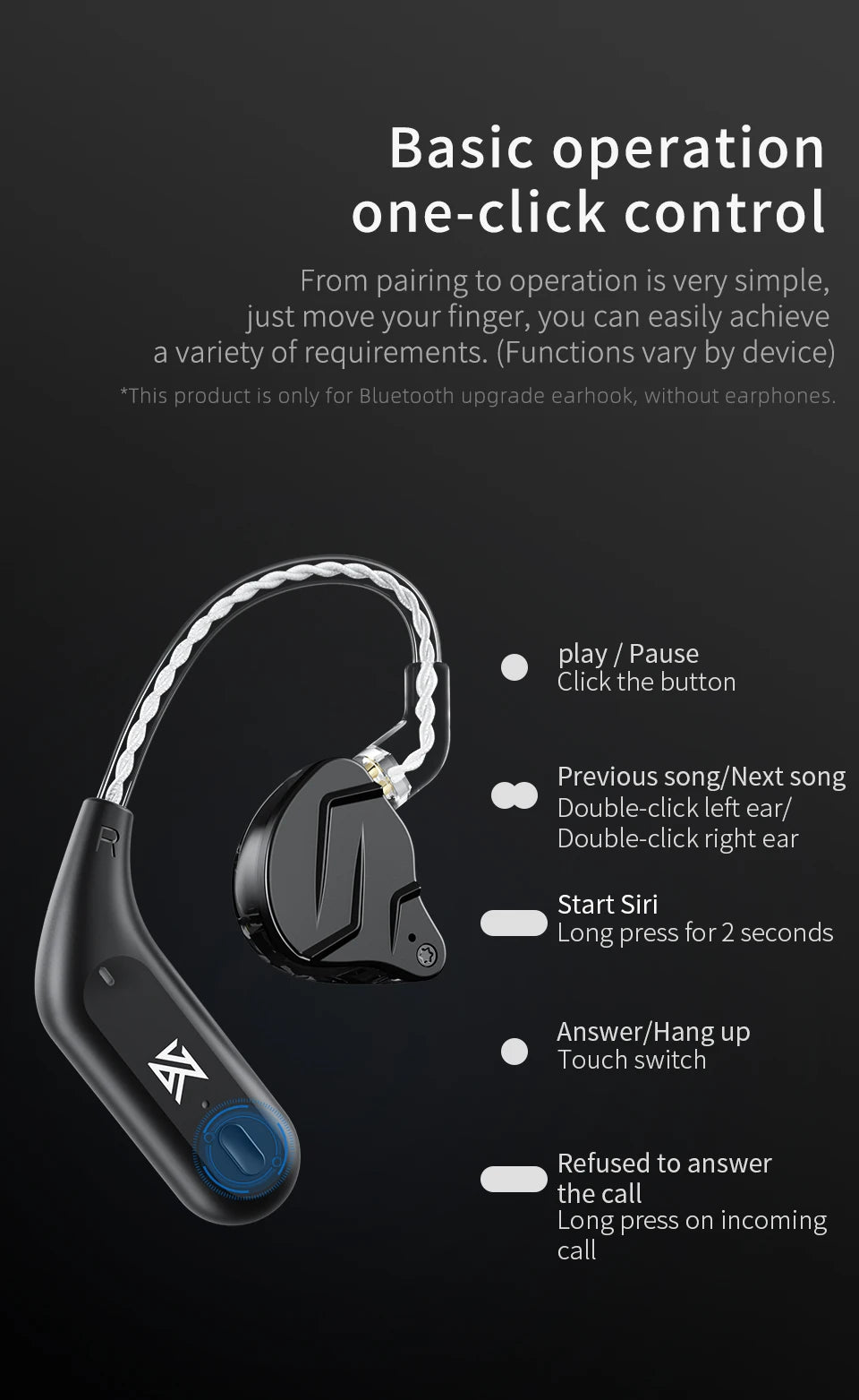 KZ AZ09 HD Bluetooth-Compatible Module 5.2 Headphones Wireless Upgrade Cable HIFI Wireless Ear Hook CPIn With Charging Bin