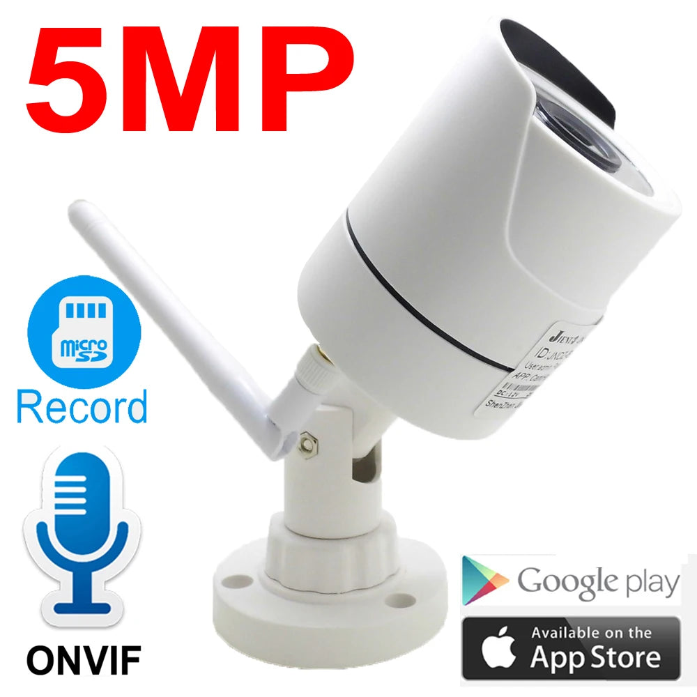 JIENUO Wireless IP Camera 5MP HD Audio Cctv Security Outdoor Waterproof 1080P Night Vision Surveillance Onvif Wifi Home Cam RTSP