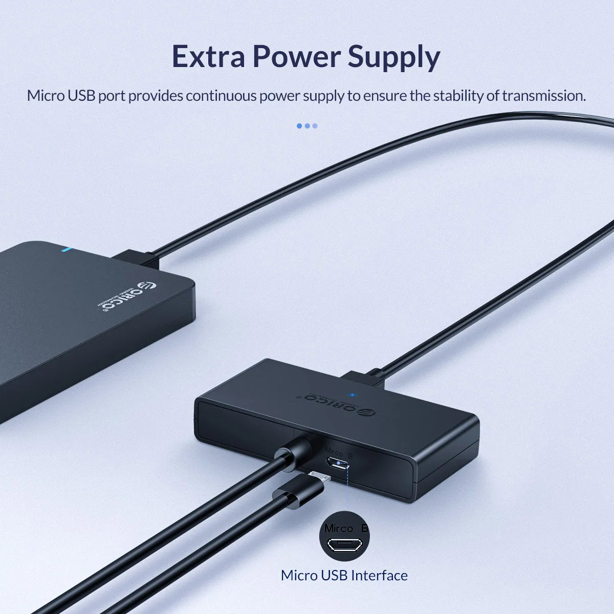 ORICO Hub USB 4 Ports Multi USB 3.0 Hub USB Splitter with Power supply For PC Windows Mac Computer Accessories 30/100/150cm