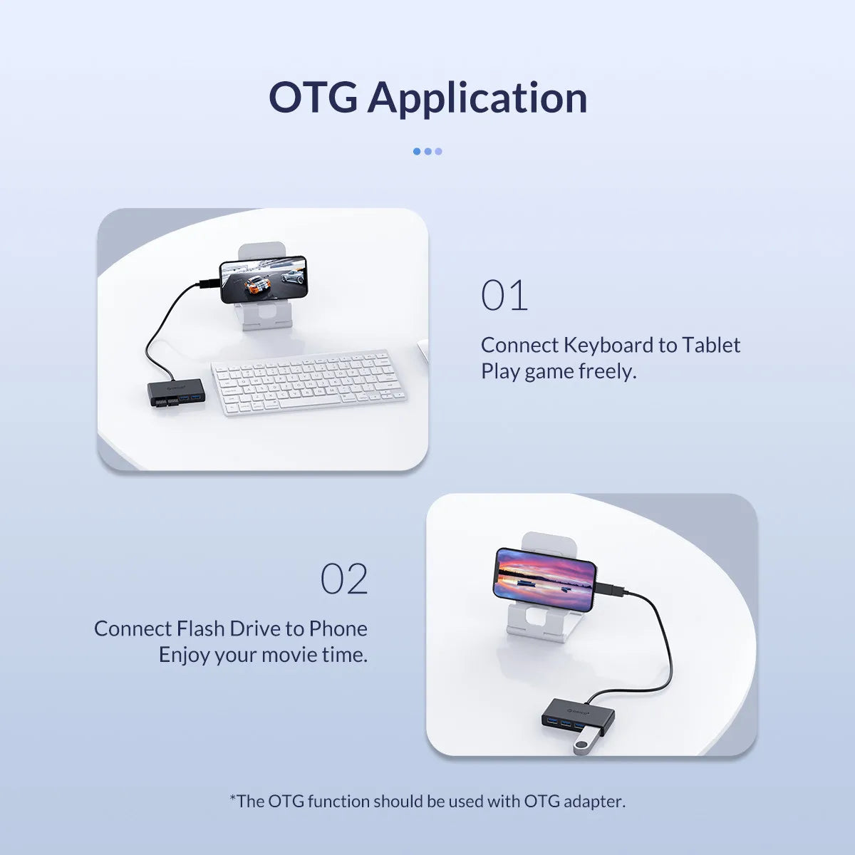 ORICO Hub USB 4 Ports Multi USB 3.0 Hub USB Splitter with Power supply For PC Windows Mac Computer Accessories 30/100/150cm