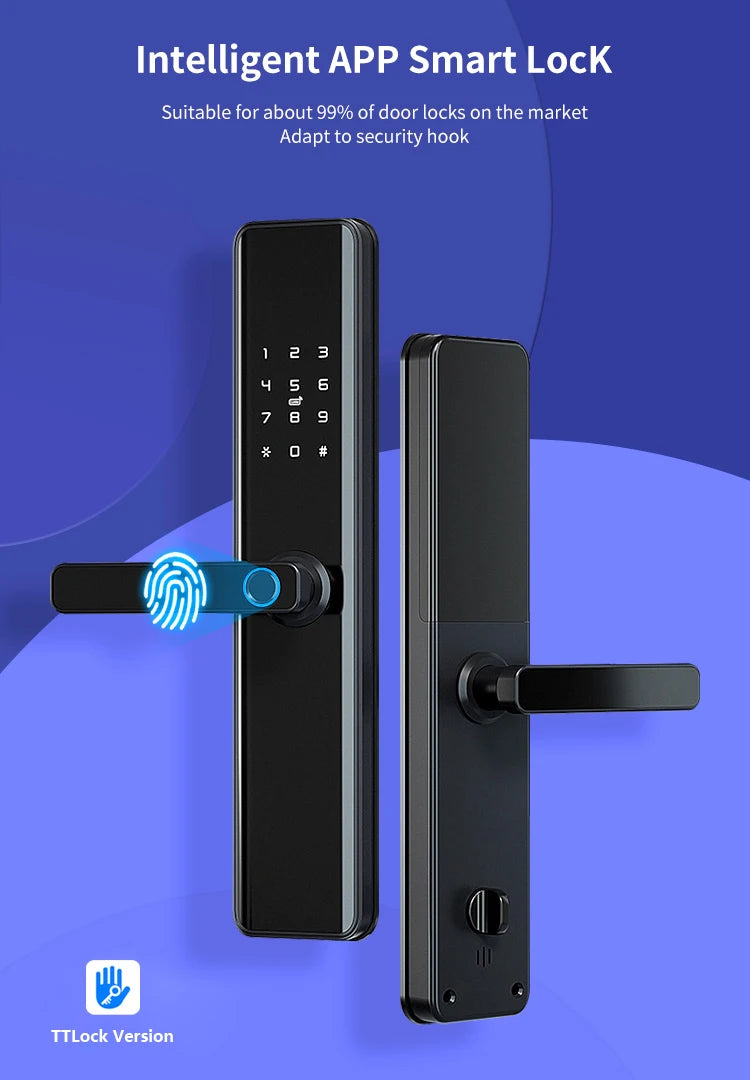 TTlock Waterproof Bluetooth Wifi Fingerprint Smart Lock Electronic Intelligent Biometric Code Digital Door Lock