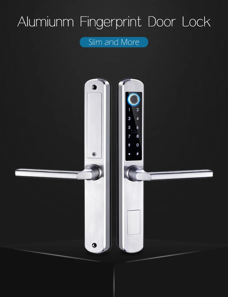 Stainless steel Waterproof biometric fingerprint door Lock electronic Smart door lock RFID Card lock For Aluminum Glass Door
