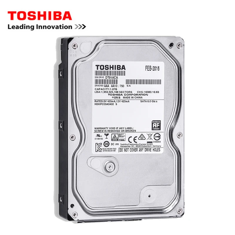 Toshiba brand 500GB desktop computer 3.5" internal mechanical hard disk SATA3 3-6Gb / s HDD 32MB Cache 500GB 7200RPM buffer