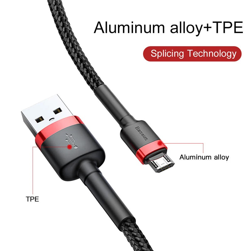Baseus USB Micro C Cable for Huawei P30, Xiaomi Quick Charge 3.0 Cable Fast Charging for Huawei P30 Xiaomi USB-C Charger Wire