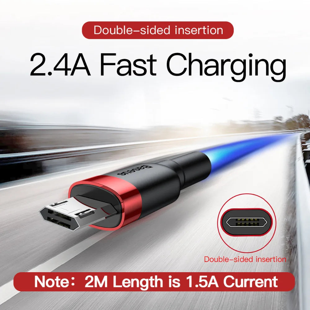 Baseus USB Micro C Cable for Huawei P30, Xiaomi Quick Charge 3.0 Cable Fast Charging for Huawei P30 Xiaomi USB-C Charger Wire