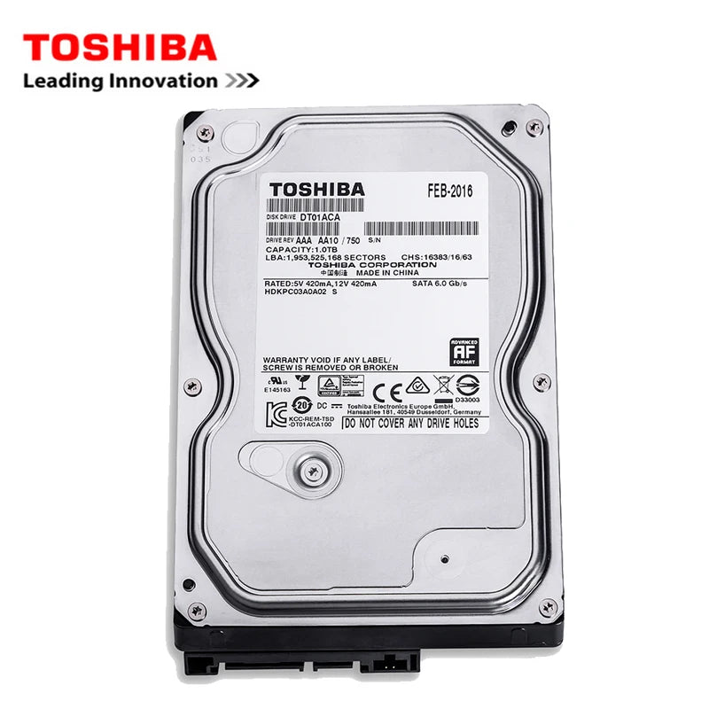 Toshiba brand 500GB desktop computer 3.5" internal mechanical hard disk SATA3 3-6Gb / s HDD 32MB Cache 500GB 7200RPM buffer