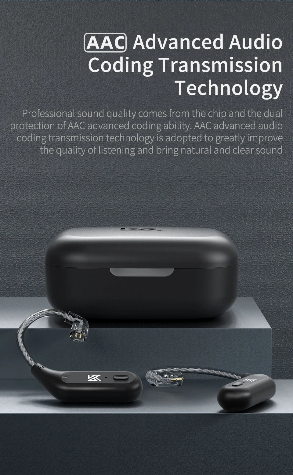 KZ AZ09 HD Bluetooth-Compatible Module 5.2 Headphones Wireless Upgrade Cable HIFI Wireless Ear Hook CPIn With Charging Bin