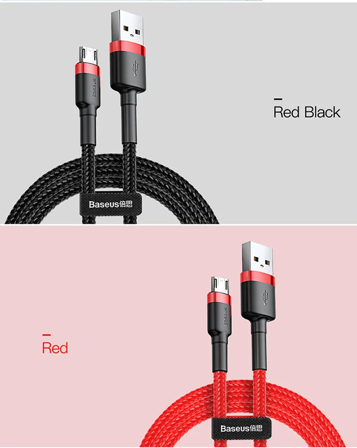 Baseus USB Micro C Cable for Huawei P30, Xiaomi Quick Charge 3.0 Cable Fast Charging for Huawei P30 Xiaomi USB-C Charger Wire