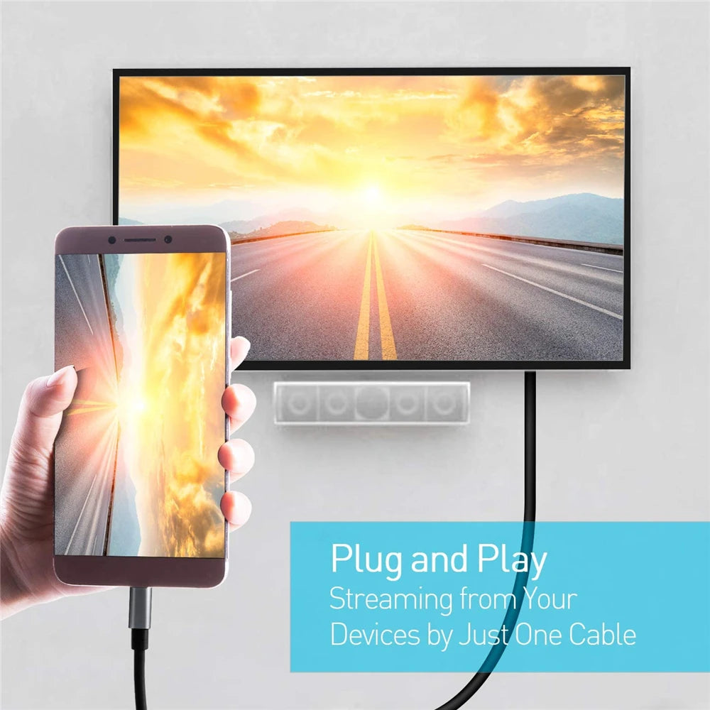 Navceker Type USB-C to HDMI Cable Adapter 4K 60Hz One-way Transmission Audio Cable Compatible with USB-C MacBook Pro Galaxy S25U