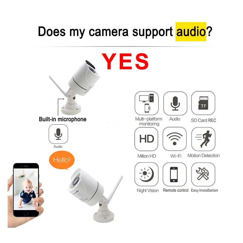 JIENUO Wireless IP Camera 5MP HD Audio Cctv Security Outdoor Waterproof 1080P Night Vision Surveillance Onvif Wifi Home Cam RTSP