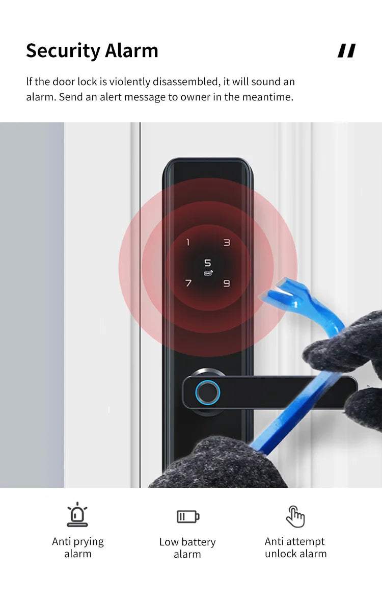 TTlock Waterproof Bluetooth Wifi Fingerprint Smart Lock Electronic Intelligent Biometric Code Digital Door Lock