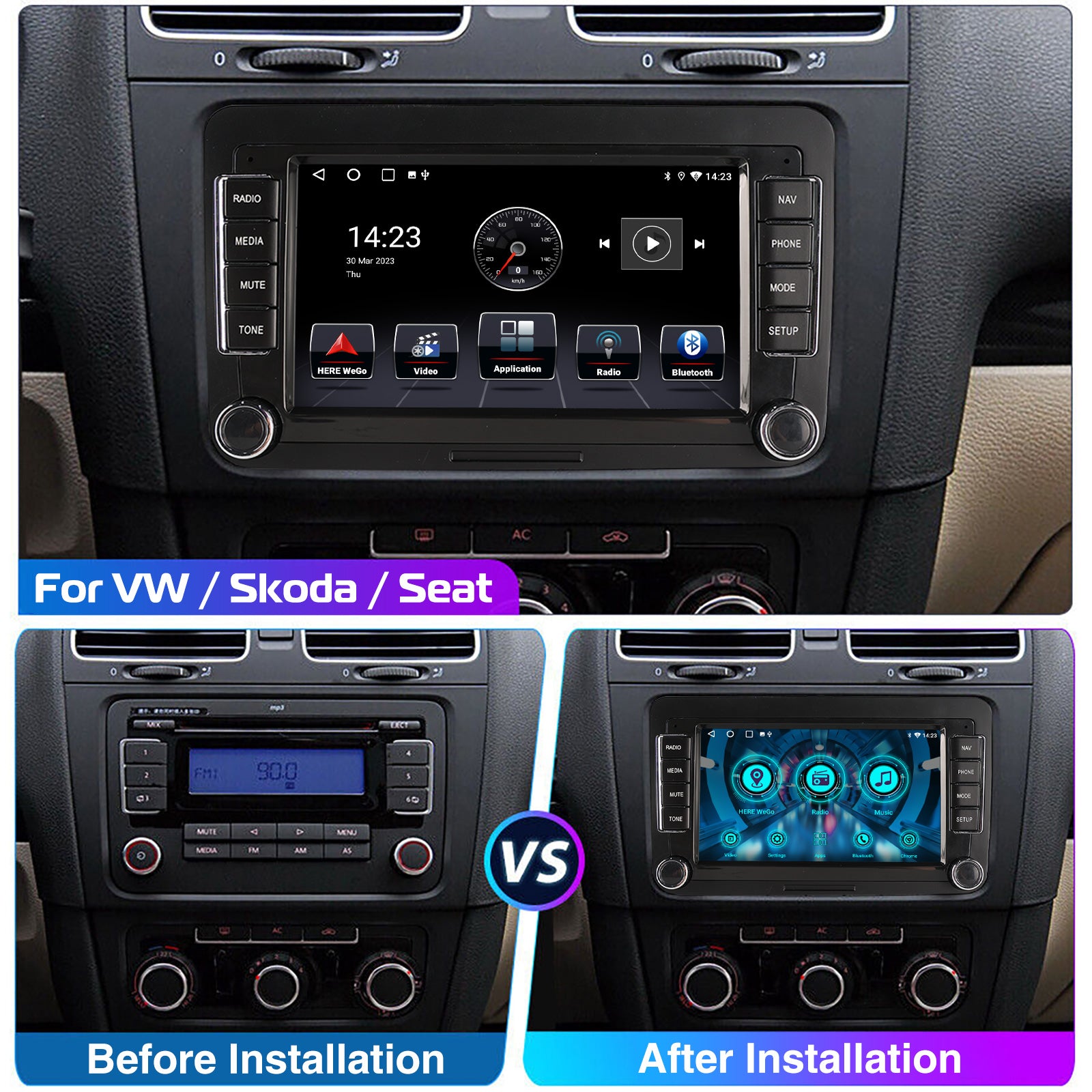 ESSGOO 7" Android 14 4G+64G Apple Carplay ChatGPT Car Stereo GPS WIFI RDS BT for VW Golf 5 6 Passat Polo Touran Tiguan Caddy EOS