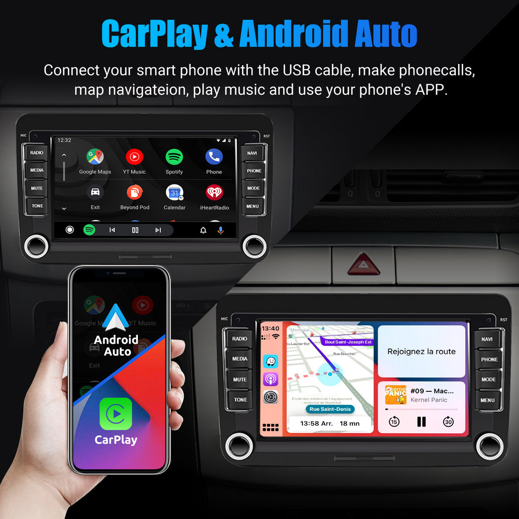 ESSGOO 7" Android 14 4G+64G Apple Carplay ChatGPT Car Stereo GPS WIFI RDS BT for VW Golf 5 6 Passat Polo Touran Tiguan Caddy EOS