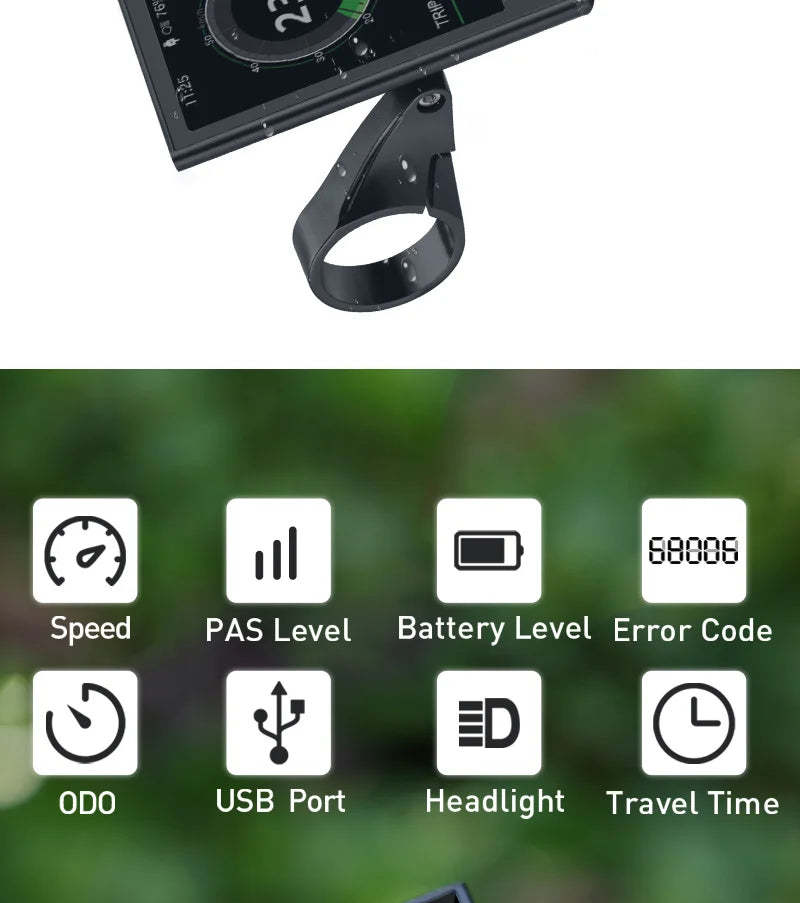 Bafang DPC18 Electric Bike Display with Speedometer USB Charging Port for Mid Drive Motor BBS01B BBS02B BBSHD Speedometer