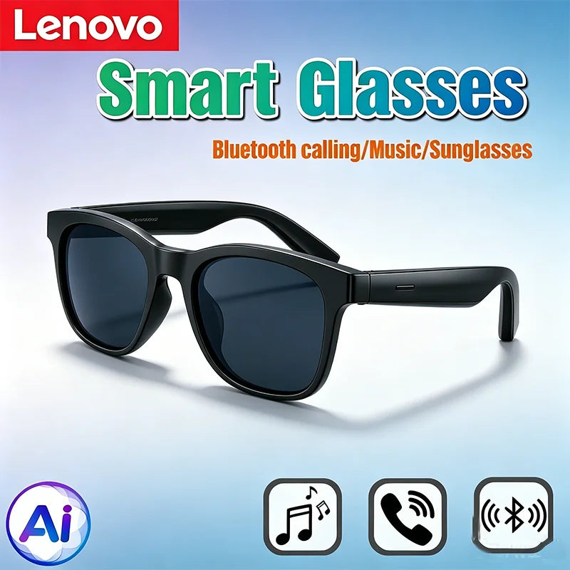 Lenovo AI Smart Glasses Remote Control 8K HD Camera Touch Photo Recording Translator Voice Assistant Music Bluetooth Sunglasses