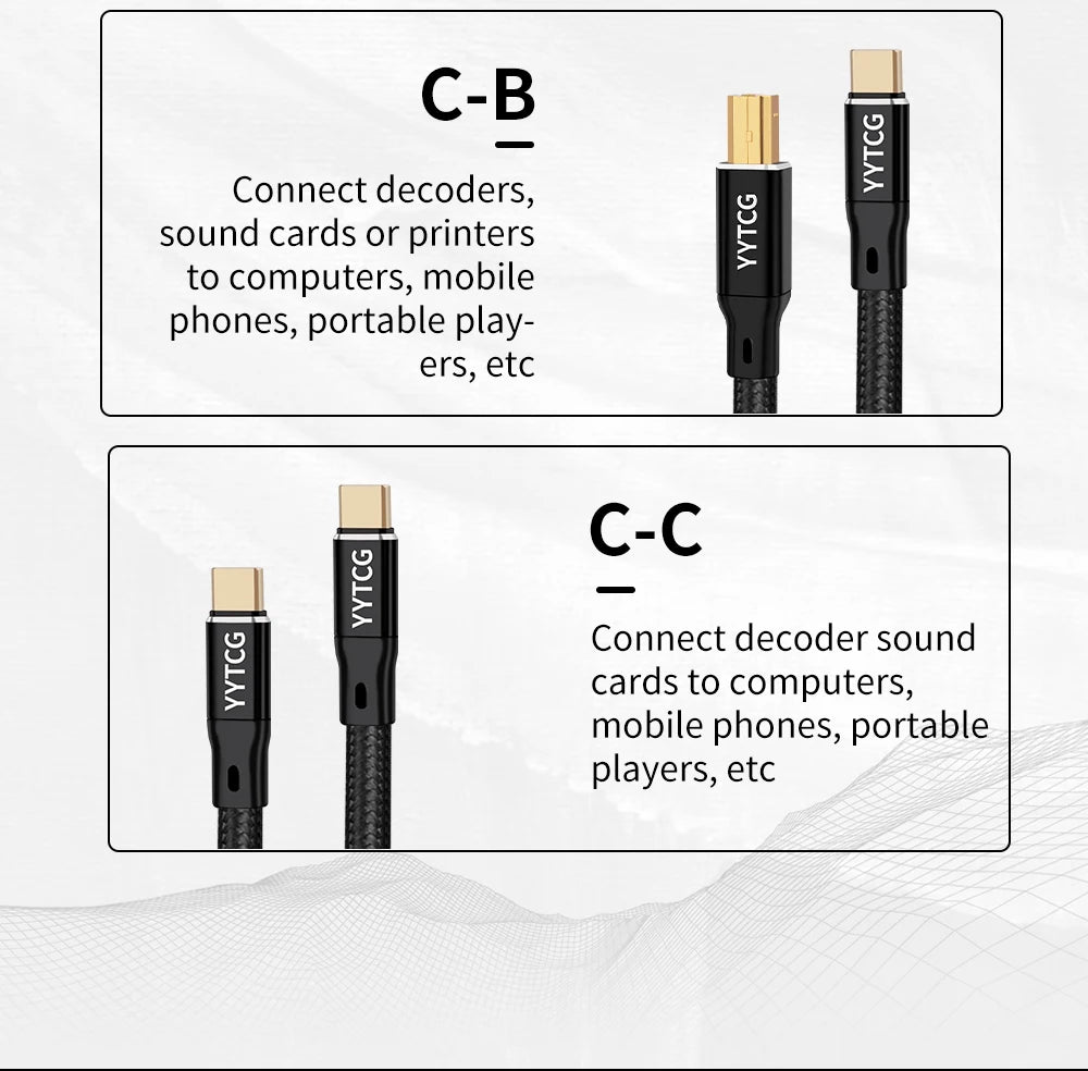 HIFI USB OCC Cable USB Type A to B USB Cable 6N DAC A-C Audio Cable OCC Silver Plating Data Cable