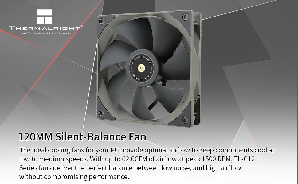 Thermalright 120mm Case Fan TL-G12/G12B/G12RB CPU Cooling Fan 120mm Silent-Balance Fan Reverse Airflow Design Fan
