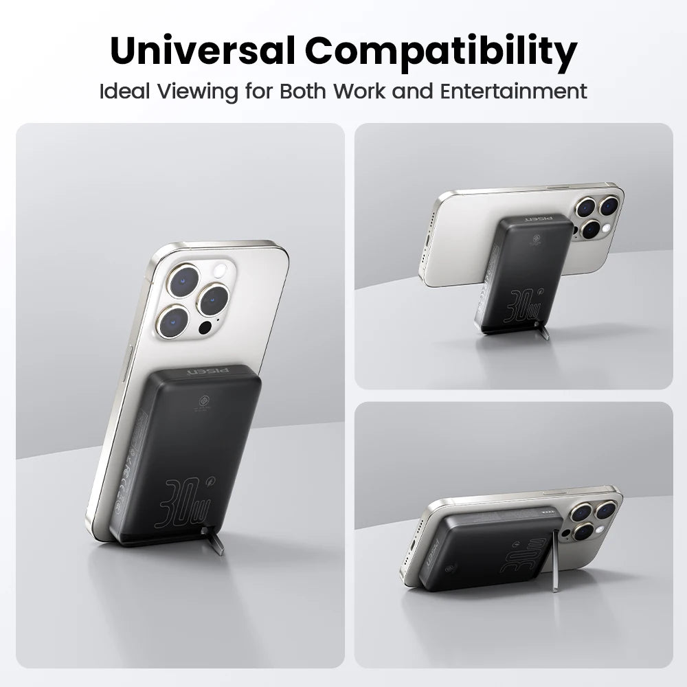 PISEN PD 30W Qi2 15W Wireless Magnetic Power Bank 10000mAh With Stand Fast Charging CCC Powerbank For MagSafe iPhone 17 16 15 14