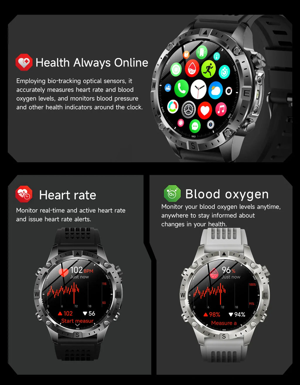 2026 NEW Outdoors Offline Map GPS Smart Watch L1+L2 Dual Band GPS Compass Cycling Run Swim Heart Rate 10ATM Military Smartwatchs