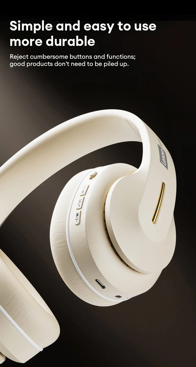 Lenovo LES-107 Wireless Over-Ear Bluetooth Sport Headphones Noise Cancelling Foldable Gaming Headset HiFi Bass Long Battery Life