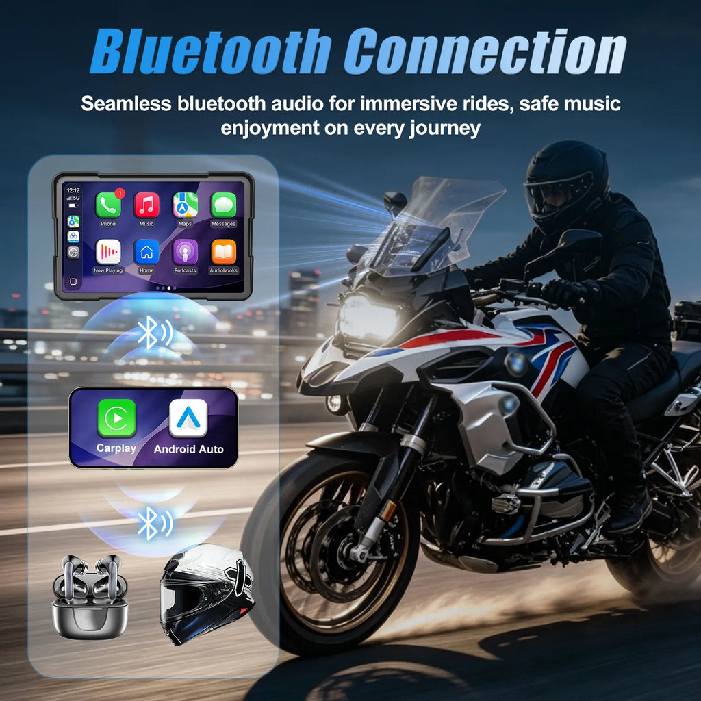 7 Inch Wireless CarPlay Moto Android Auto Portable Digital Motorcycle Dashboard GPS Navigation For BMW R1300GS R1250GS Screen
