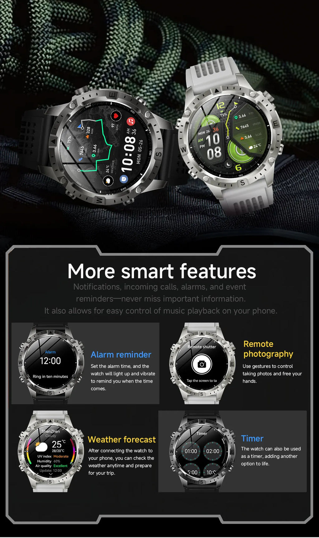 2026 NEW Outdoors Offline Map GPS Smart Watch L1+L2 Dual Band GPS Compass Cycling Run Swim Heart Rate 10ATM Military Smartwatchs
