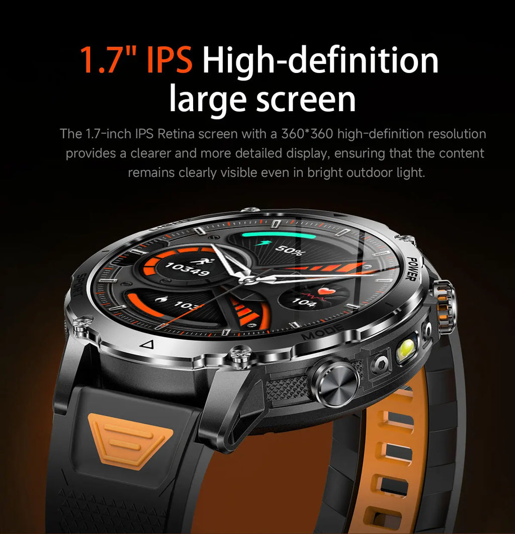 2026 New Military TANK SmartWatch Bluetooth call 10ATM Waterproof 1400mAh Battery Heart rate monitoring Outdoor Sports Watch Men