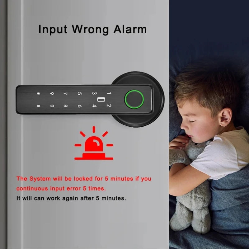 Tuya SmartLife APP WiFi Remote Control Smart Fingerprint Password RFID IC Card Dead Bolt Lock For Indoor Home Wooden Metal Door